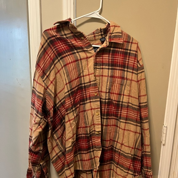 IZOD Red and Tan Plaid Shirt - Picture 2 of 5